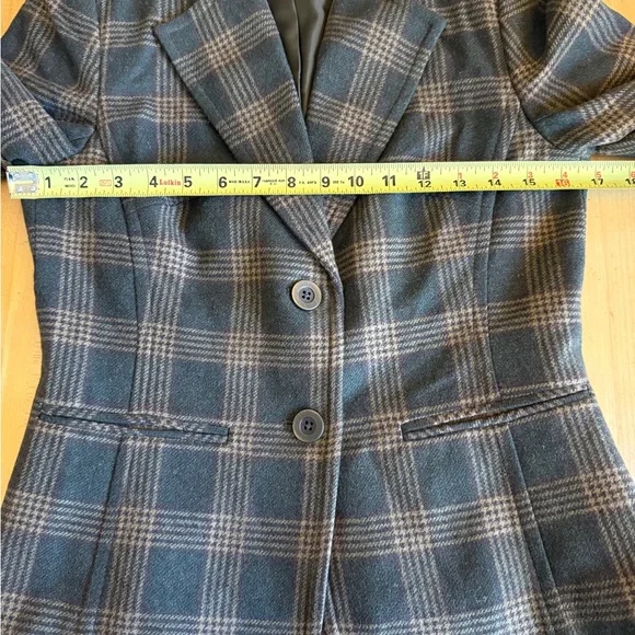 Talbots Plaid Wool Blazer 2 Petite Hunter Green *Made in USA - Picture 7 of 10